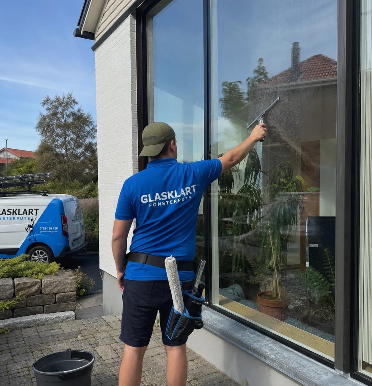 Glasklart fönsterputs på plats hos kund